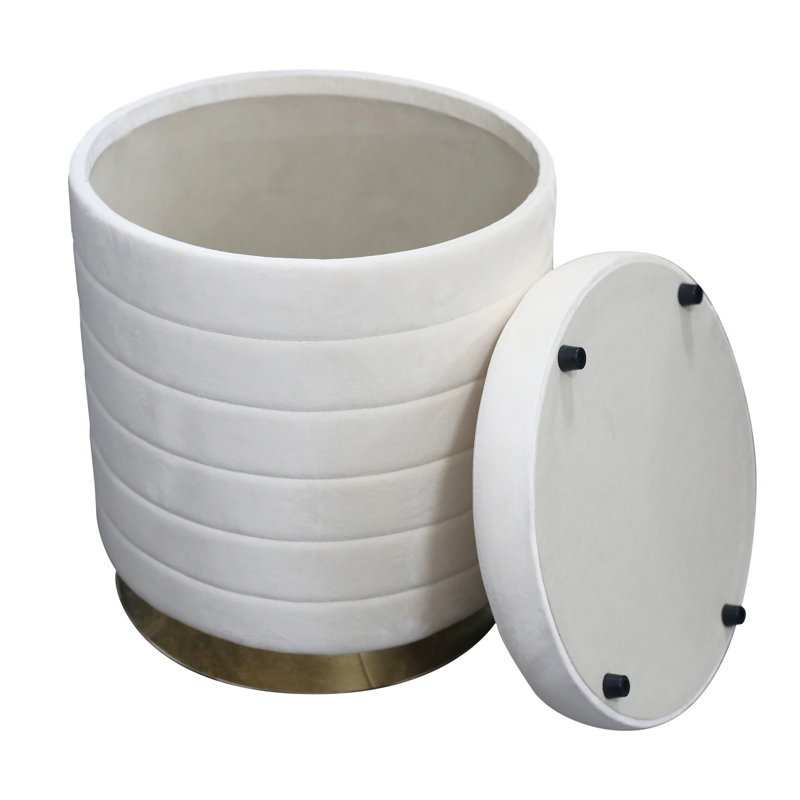 Tabouret de rangement 19 po en velours crème Stirling