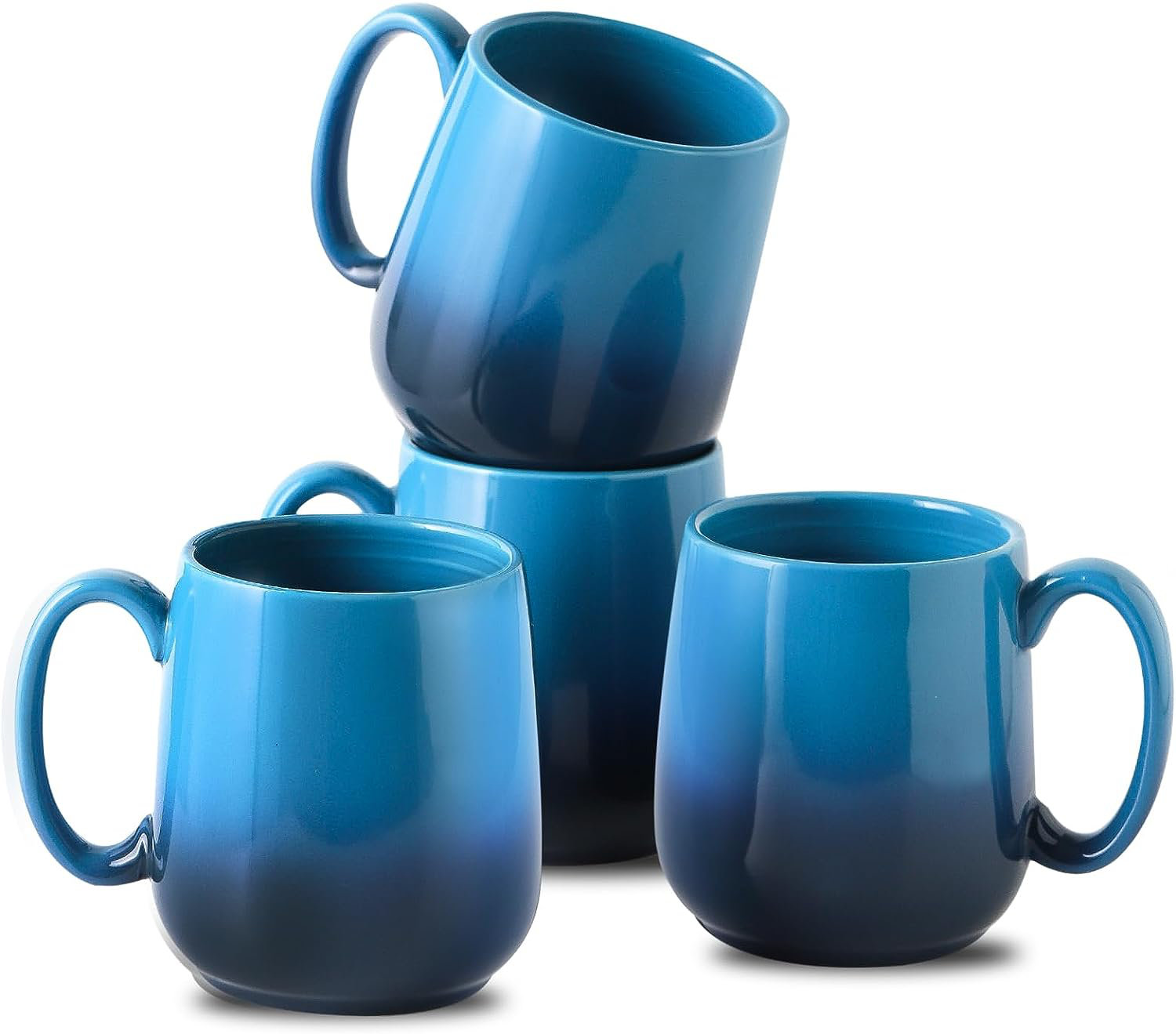 QXXSJ Coffee Mugs Set Of 4 15 Ounce Coffee Cups With Comfortable