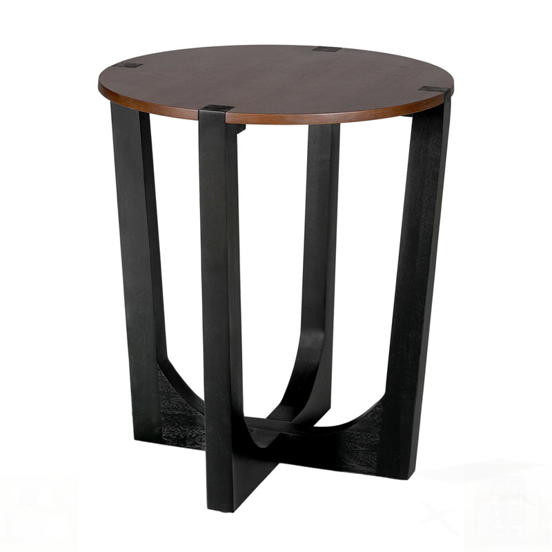 Table d'appoint en bois d'acacia massif avec finition bicolore, parfaite pour un décor moderne et rustique