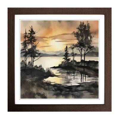 Sunrise Ink Wash No.5 - Framed Print