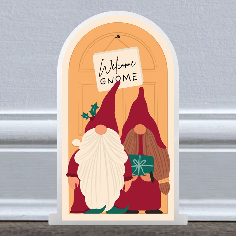 Xmas Welcome Gnome Festive Wooden Doorway