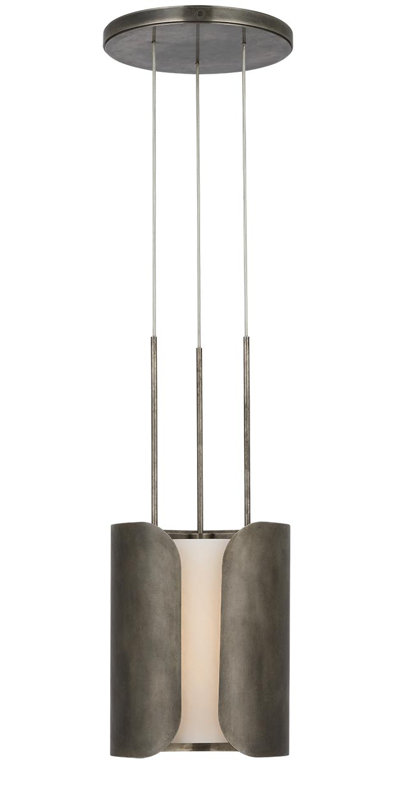 Anne-Marie Barton Armise Pendant with Nova Frost, Mottled Pewter, 245.25" H x 11" W, White