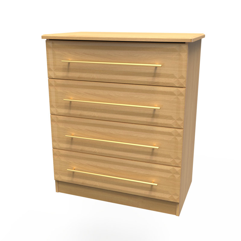 Fully Assembled Fellows 4 - Drawer Chest of Drawers, Modern Oak