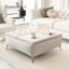 Table basse de rangement carrée à dessus relevable de 35 pouces - Revêtement beige avec capacité généreuse rembourrée pour le salon