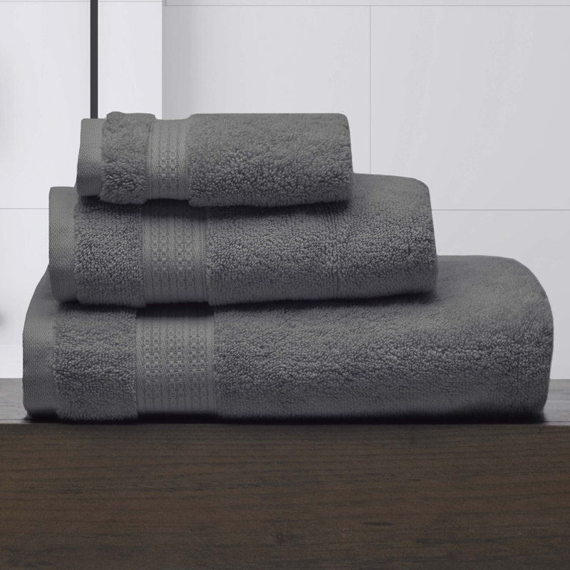 Serviette de bain 100% coton super douce, Gris foncé