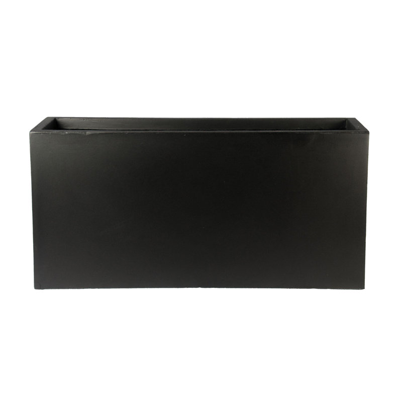 Frostproof, Concrete Effect Garden Planter Pot with Drainage Holes, 41cm H x 85cm W x 26cm D, Black