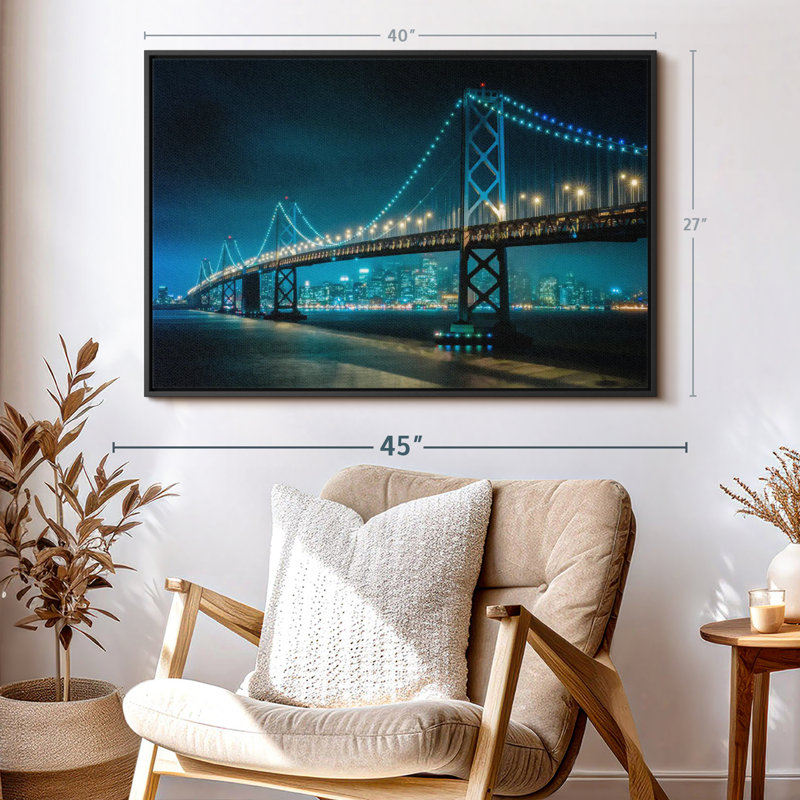 Impression sur toile Neon Golden Gate, H 27 po x l 40 po