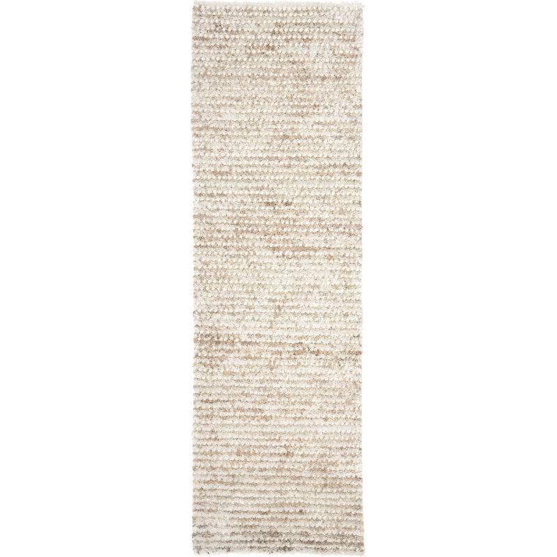 Tapis blanc / beige en acrylique Delane, Tapis de couloir 2 pi 3 po x 9 pi