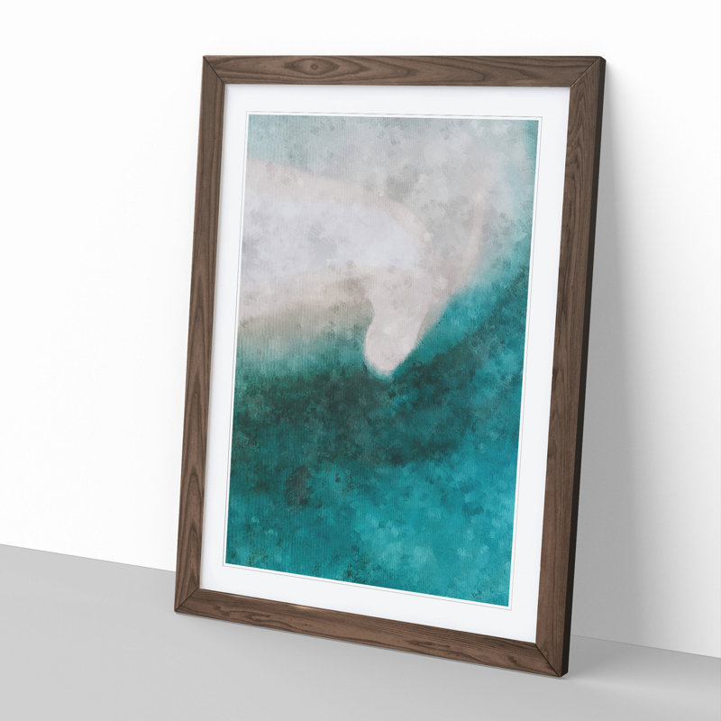 Beach and Ocean in Fenfushi Maldives - Picture Frame Painting, 48cm H x 36cm W x 2cm D, Walnut Framed