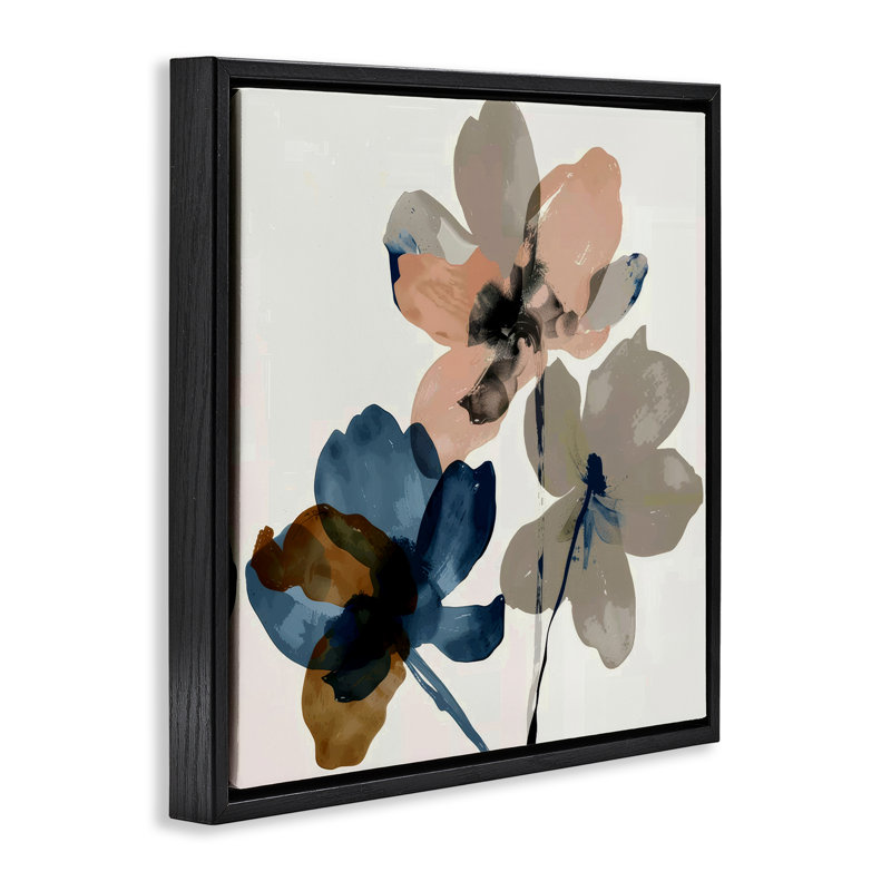 Art mural sur toile flottant encadré de pétales de fleurs terreux par Irena Orlov, Cadre flottant noir de jais