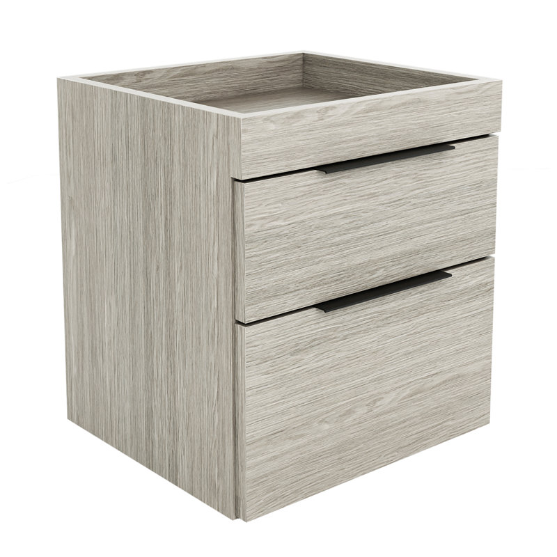 Capri Modern Double Drawer Low Profile Nightstand, Gray