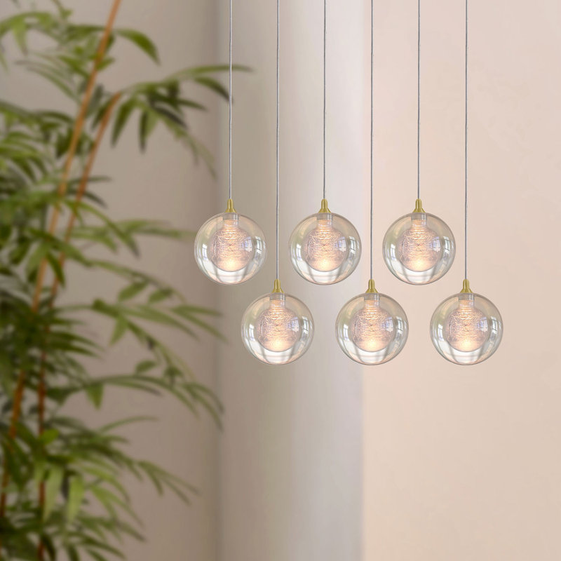 Luminaire suspendu sphère 6 lumières DEL Riverdale, Laiton brossé