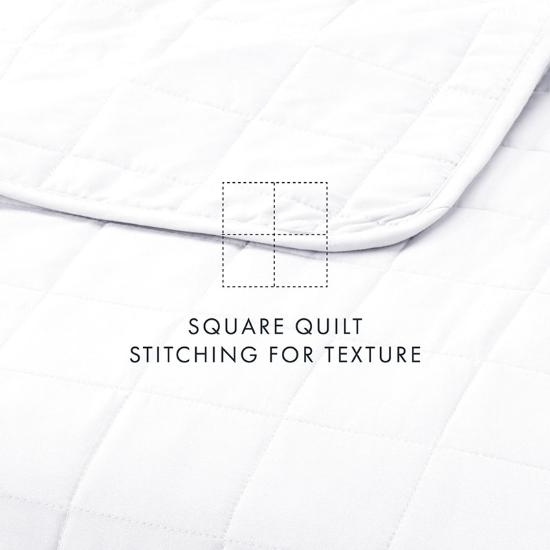 Quilt Coverlet Set All Season Microfiber Contemporary Ultra Soft Bedding in Square Stitch, White