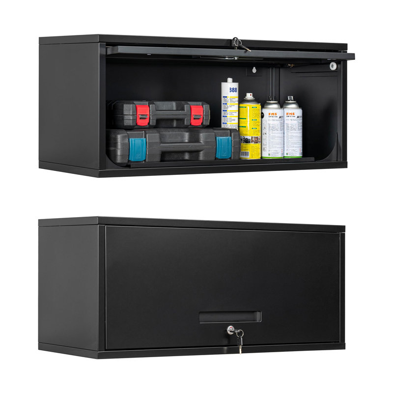 Armoire de rangement simple en acier (H 22 po x l 32 po x P 16 po), Noir, 22" H x 32" W x 16" D