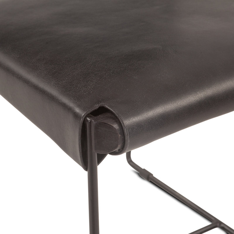 Chaise de salle à manger Melbourne en cuir Buffalo noir et fer