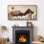 «Western Wood Effect Landscape Rustic Peaks Sunrise Over The Mountains», reproduction d'art sur toile-111176079-96074556