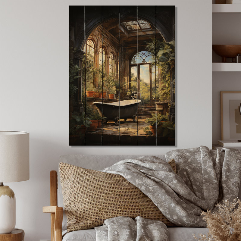 «Bathroom Bathroom Vintage Tiles II», reproduction sur bois, H 32 po x l 24 po x P 0,78 po