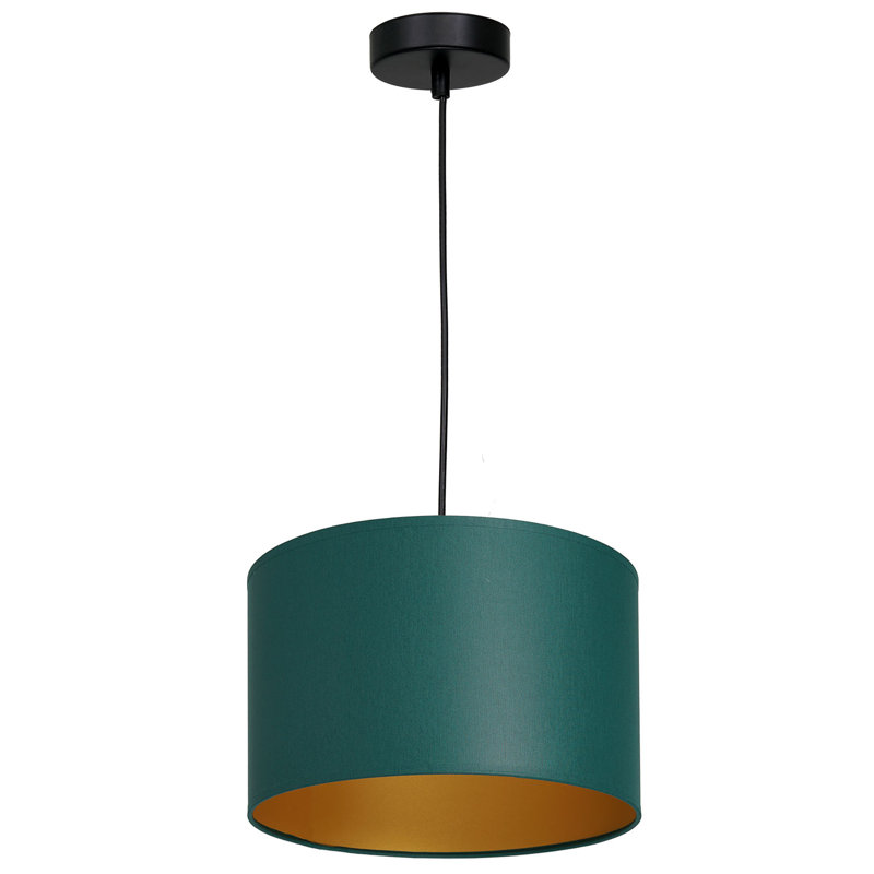 Latwanna 1 - Light Drum Chandelier, 120cm H x 40cm W x 40cm D, Black, Green/Gold