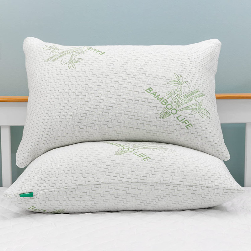 Rayon from Bamboo Cooling Memory Foam Plush Support Pillow, Queen