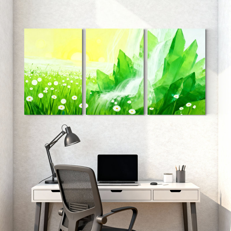 Ensemble de 3 impressions sur toile, paysages et paysages urbains, H 24 po x l 48 po