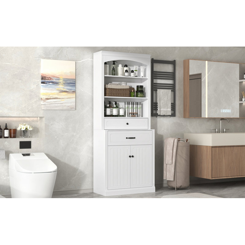White Bathroom Storage Cabinet With Two Doors