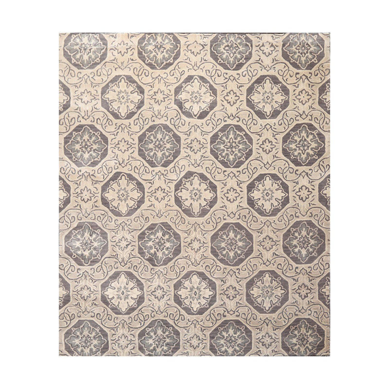 Tapis gris / crème en laine touffeté à la main Algut