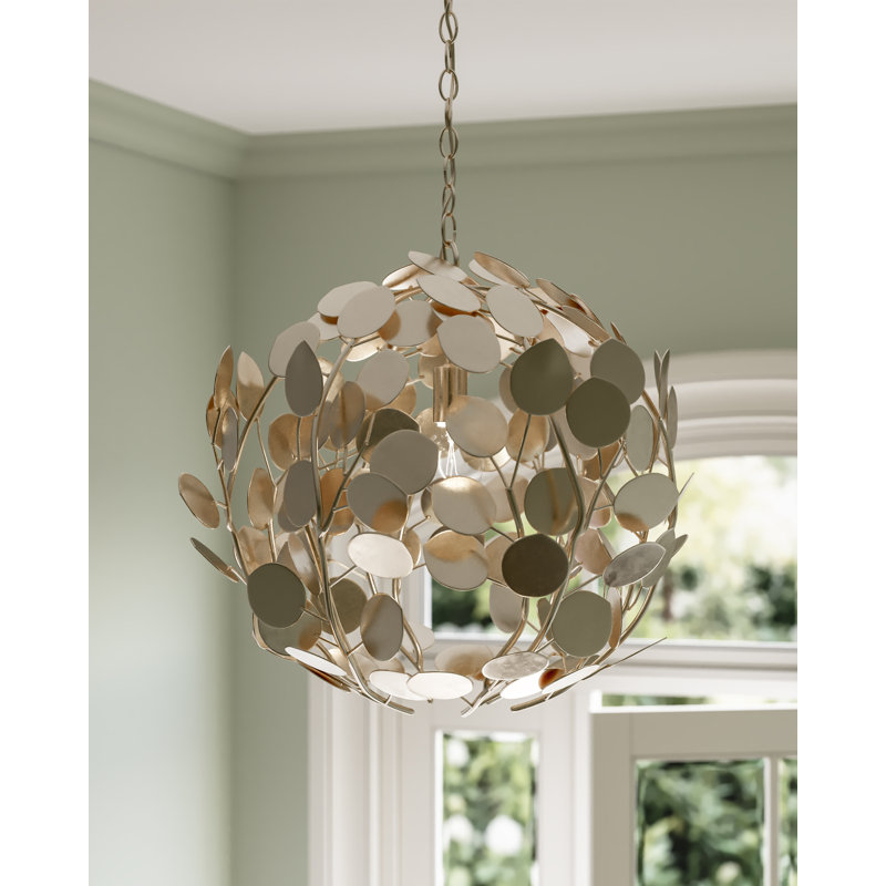 Lunaria 1 - Light Wrought Iron Chandelier, Contemporary Silver Leaf