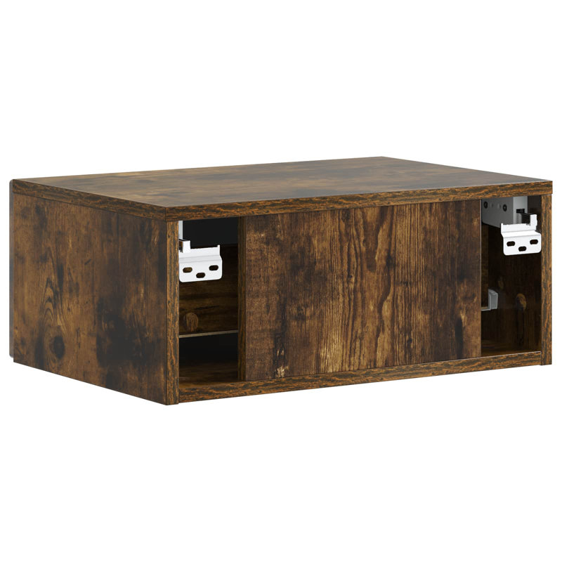 49cm W Manufactured Wood Bedside Table, Smoked Oak