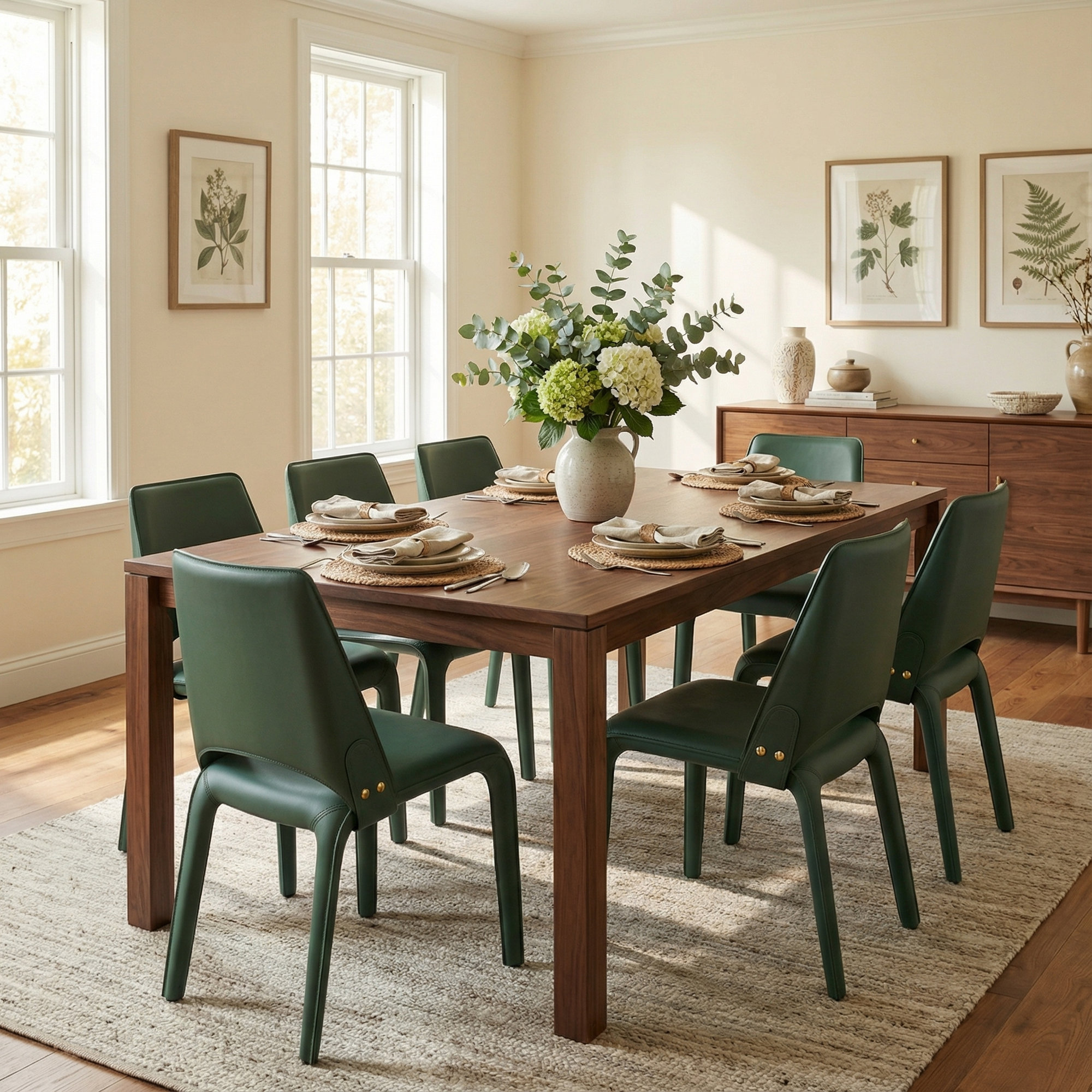 Vannes Vegan Leather Dining Chair, Minimal Assembly Needed, 6, Green