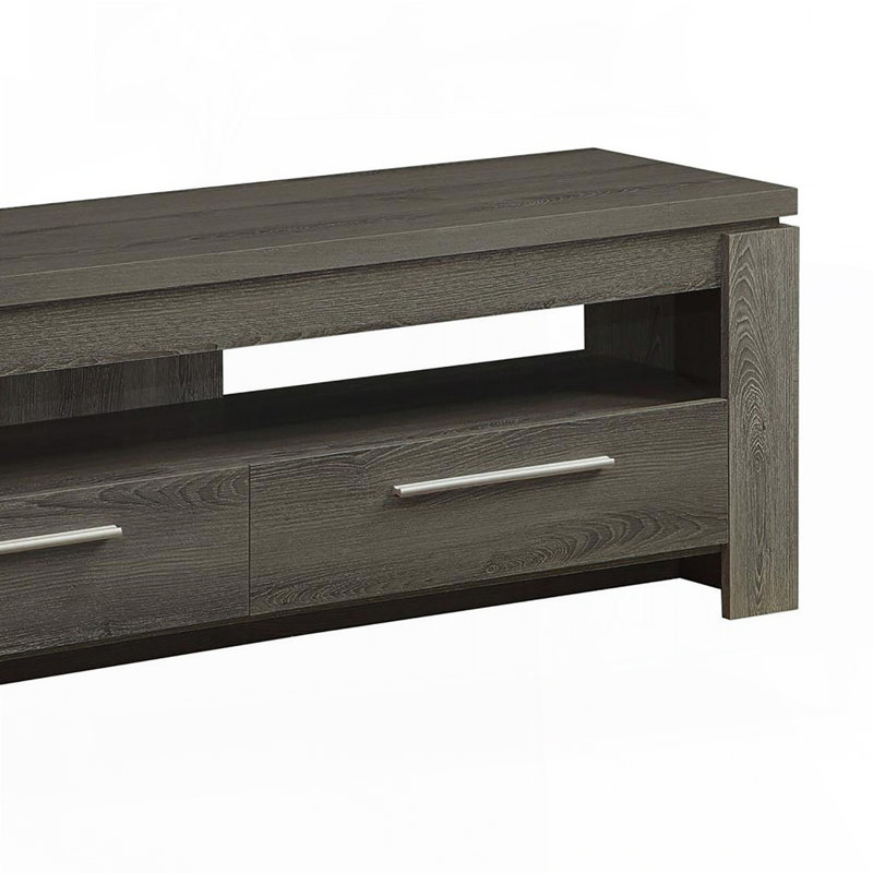 Console télé 2 tiroirs avec tablette ouverte