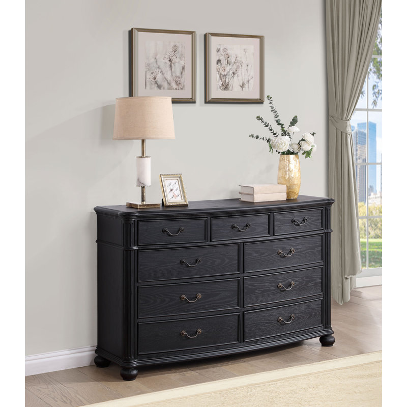 Commode de chambre à coucher 9 tiroirs Celina - noir