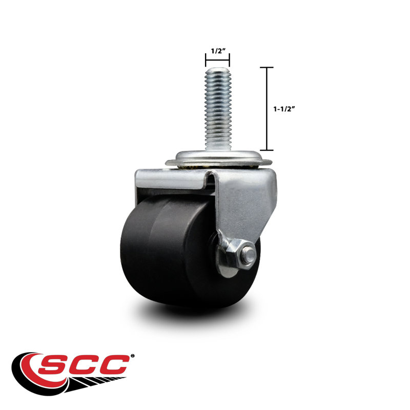 Low Profile Polyolefin 2 Inch Wheel 1/2 Inch Threaded Stem Caster SCC
