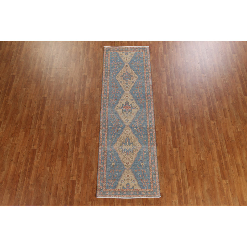Tapis turc en laine bleu clair Heriz Serapi