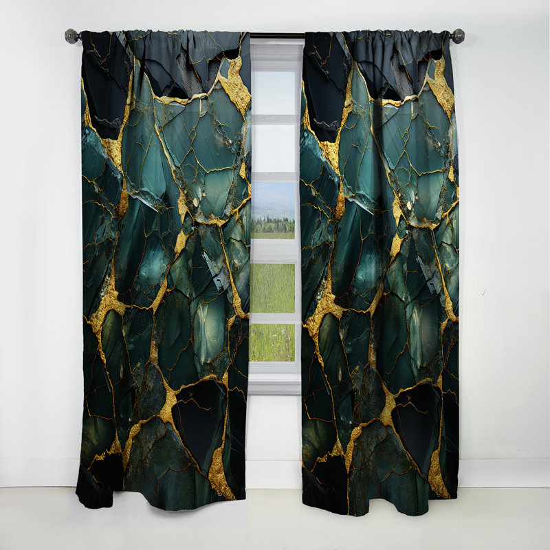 Hasse - Abstract Marble Blackout Curtain - 1 Panels, 52" W x 95" L