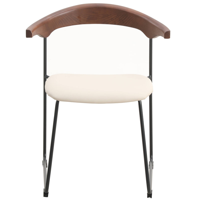 Chaise de salle à manger moderne en similicuir Harjo, Noyer / taupe