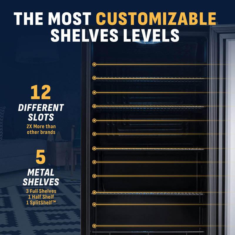 Newair Custom Designed Freestanding 126 Can Beer Fridge with SplitShelf