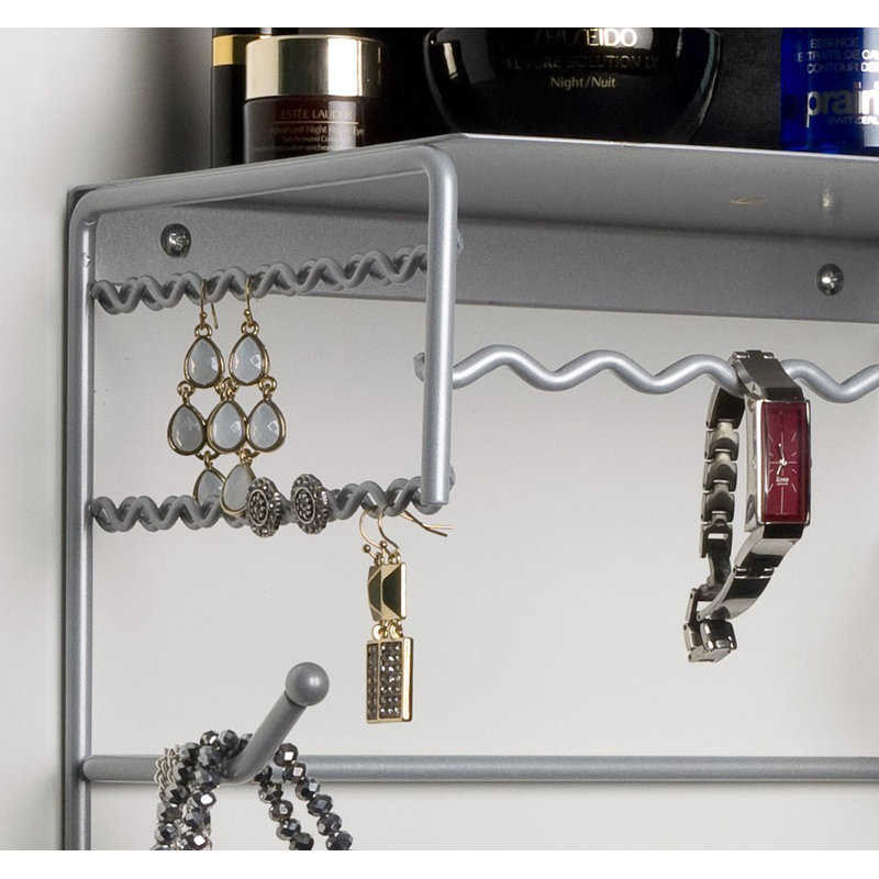 Boîte à bijoux à fixation murale, Argent, 7,15 po x 10 po x 6,75 po 
