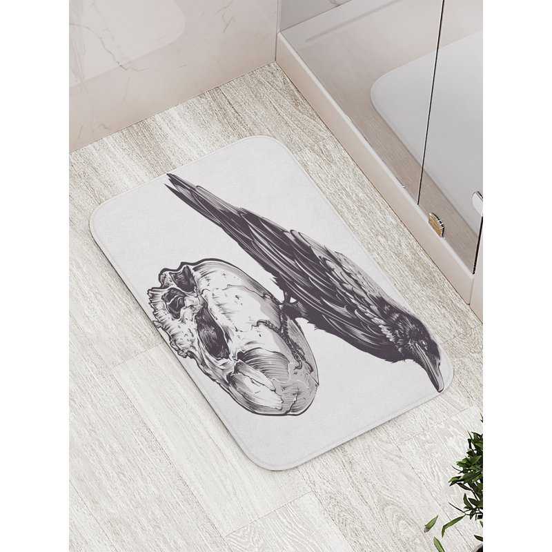 Tapis de bain East Urban Home ™, envers antidérapant, 30,2 po x 20 po, mauve et gris-rouge