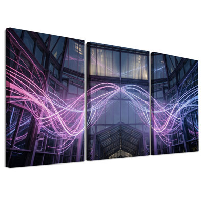 Ensemble de 3 toiles lumineuses roses et bleues