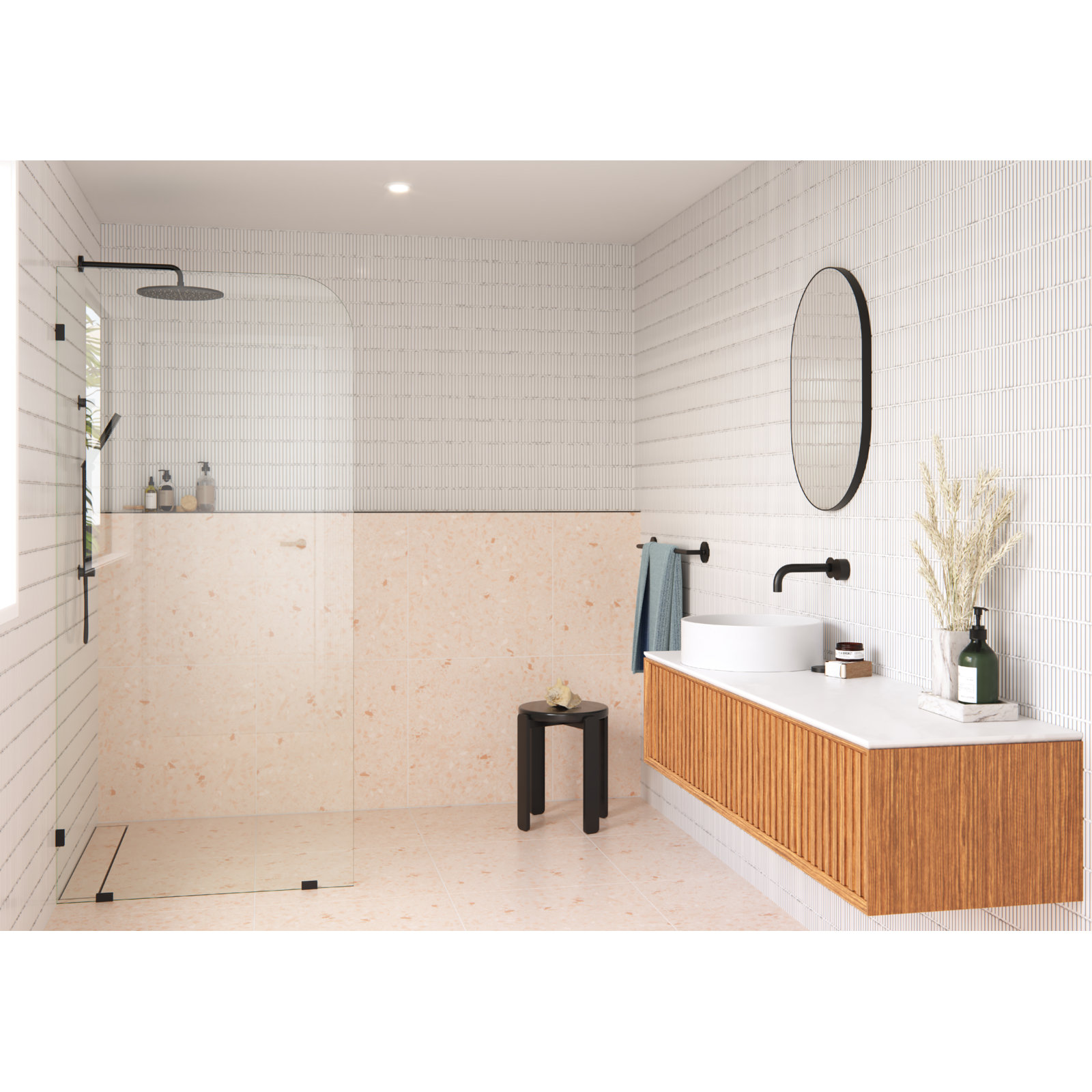 Solaris Frameless Fixed Radius Shower Panel, Matte Black
