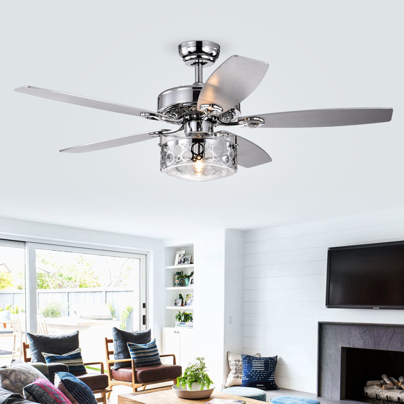 Ventilateur de plafond à 5 pales 52 po avec télécommande et ensemble d’éclairage inclus Beebe