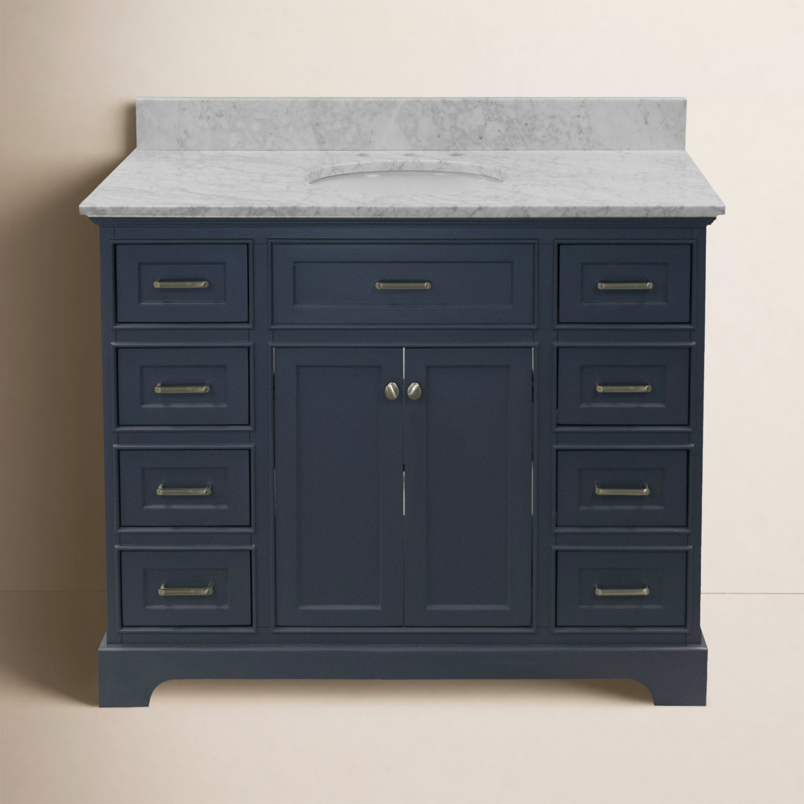 Ronnie 48'' Single Bathroom Vanity, Marine Gray, Carrara Marble