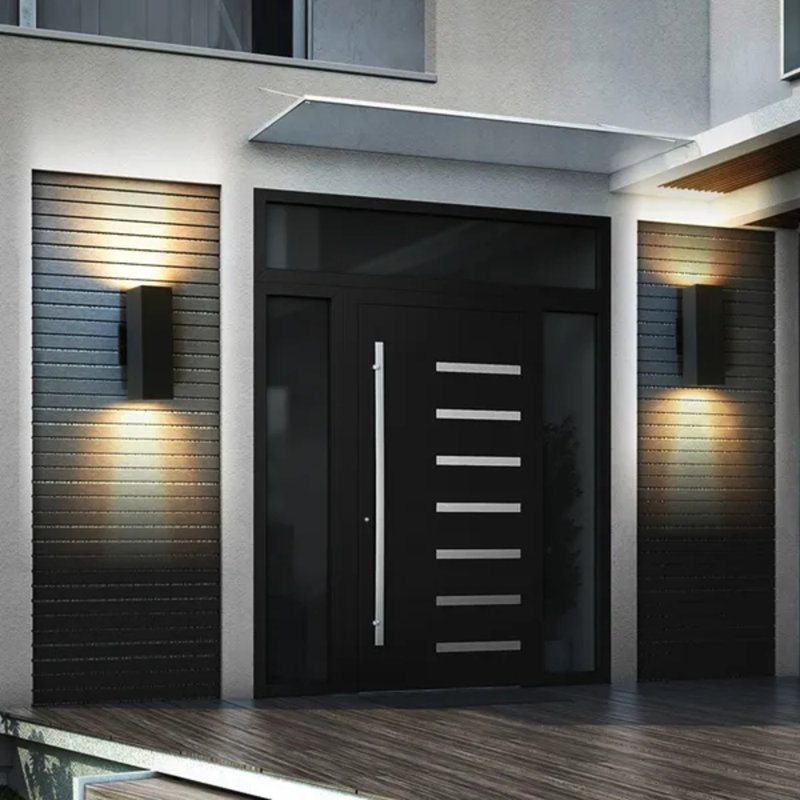 2-pack Outdoor Wall Sconce, Modern Up And Down Weatherproof Wall Light, Black Aluminum Exterior Wall Mount Light Fixture For Porch Patio Garage