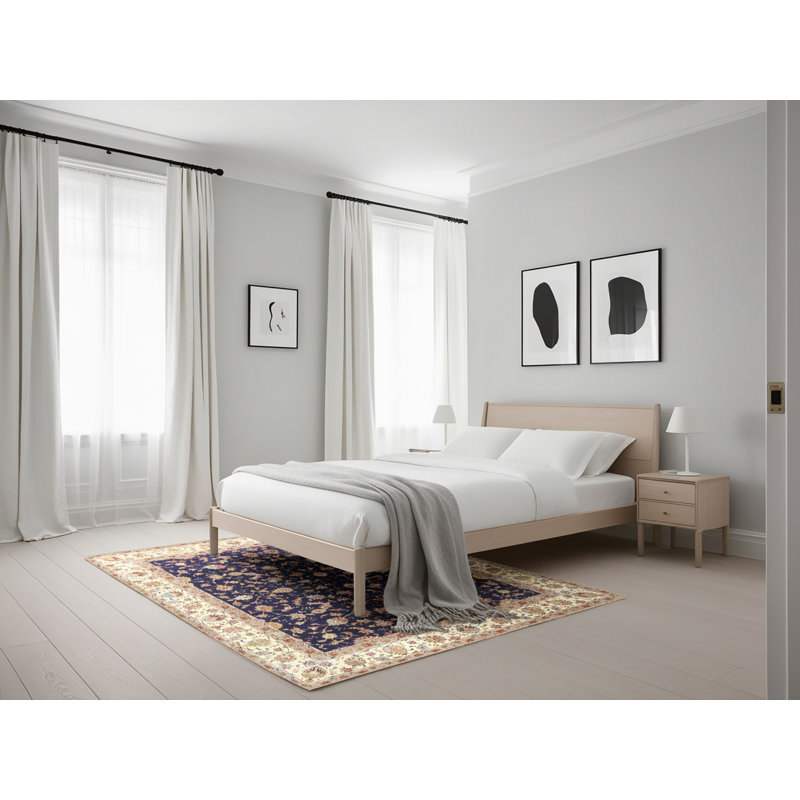Tapis beige/noir/rouge traditionnel Kalie, Rectangle 5 pi x 7 pi