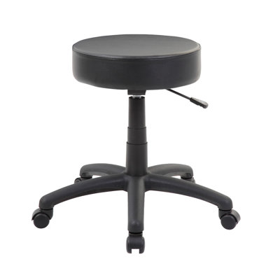 Swivel Stool With 18-23 Inch Adjustable Height, Round Black Vinyl Seat