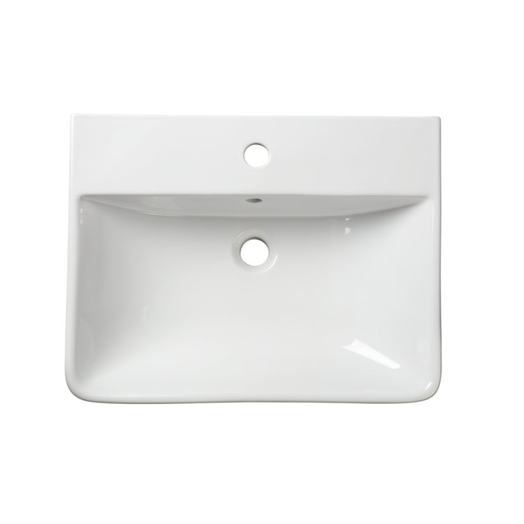 Aerial White Ceramic Rectangular Bathroom Sink with Overflow
