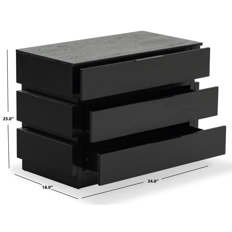 Titus 3 Drawer Stacked Chest, Black