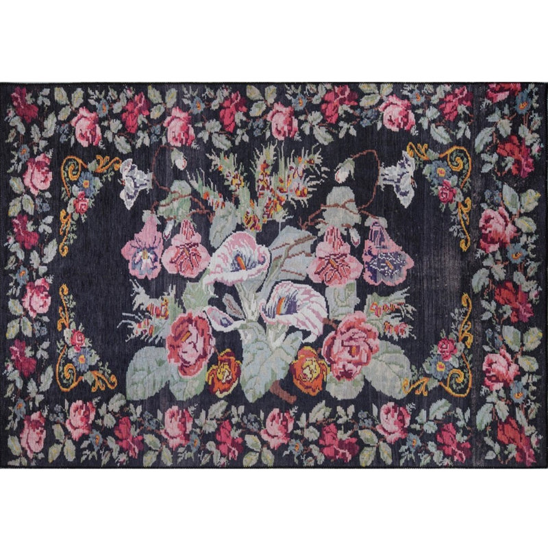 Tapis luxueux lavable à la machine, 4,9 x 7,5 pieds, 100% polyester, 1850 g / m², hauteur des poils: 0,2 pouce | Envers écologique en polyester recyclé | Parfait pour le salon et la chambre à coucher, conception douce et durable