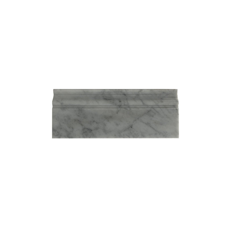 Bianco Carrara 5" x 12" Polished Marble Baseboard Tile Trim in Gray