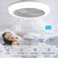 18 Inch Enclosed Ceiling Fan With Light And Remote, Flush Mount Bladeless Ceiling Fan For Bedroom Kitchen Dining Room